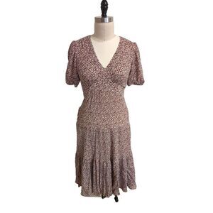 Tory Burch Brown Floral Midi Dress